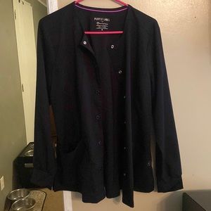 Black Purple label Yoga Scrub jacket.